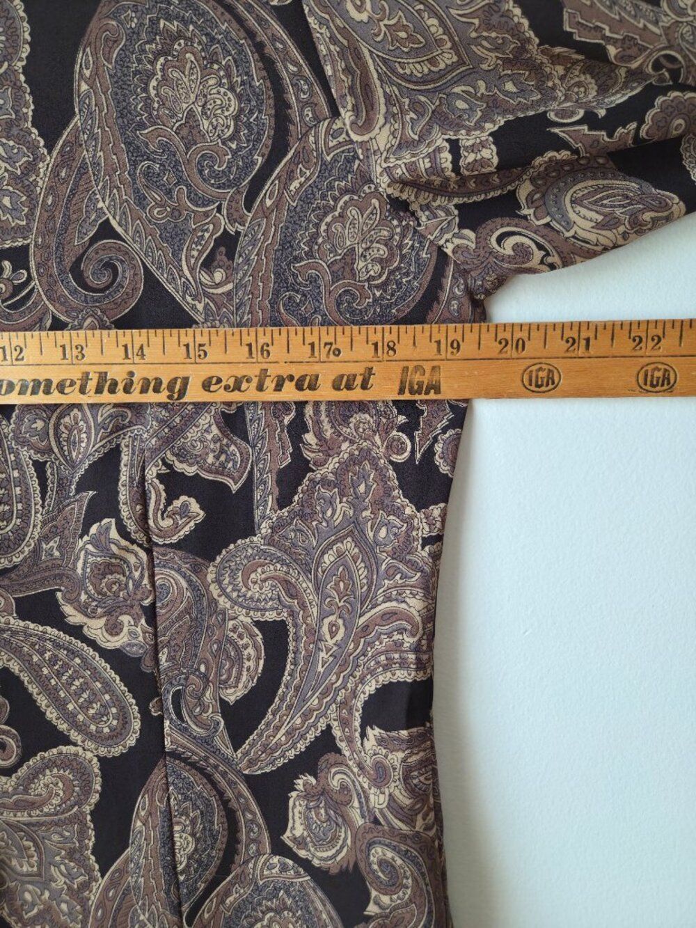 EUC CHAUS DARK ACADEMIA PAISELY PRINT BUTTONED SHIRT LONG SLEEVES SIZE 10 / M - Picture 12 of 13